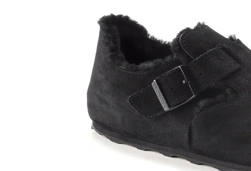 Birkenstock London en Fourrure d'agneau Suede Black Birkenstock