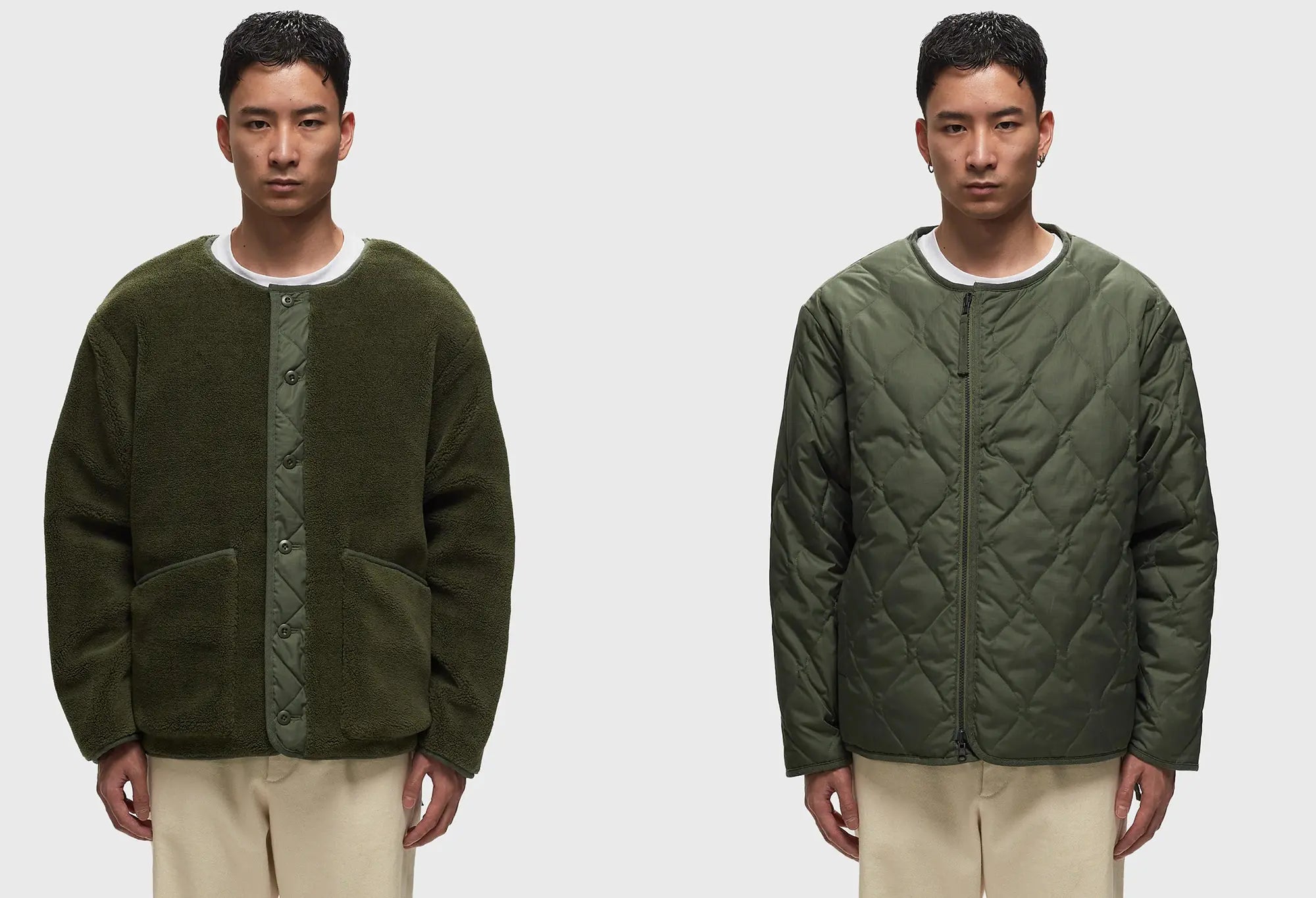 Taion MILITARY Reversible CREW-NECK JACKET - Olive Taion