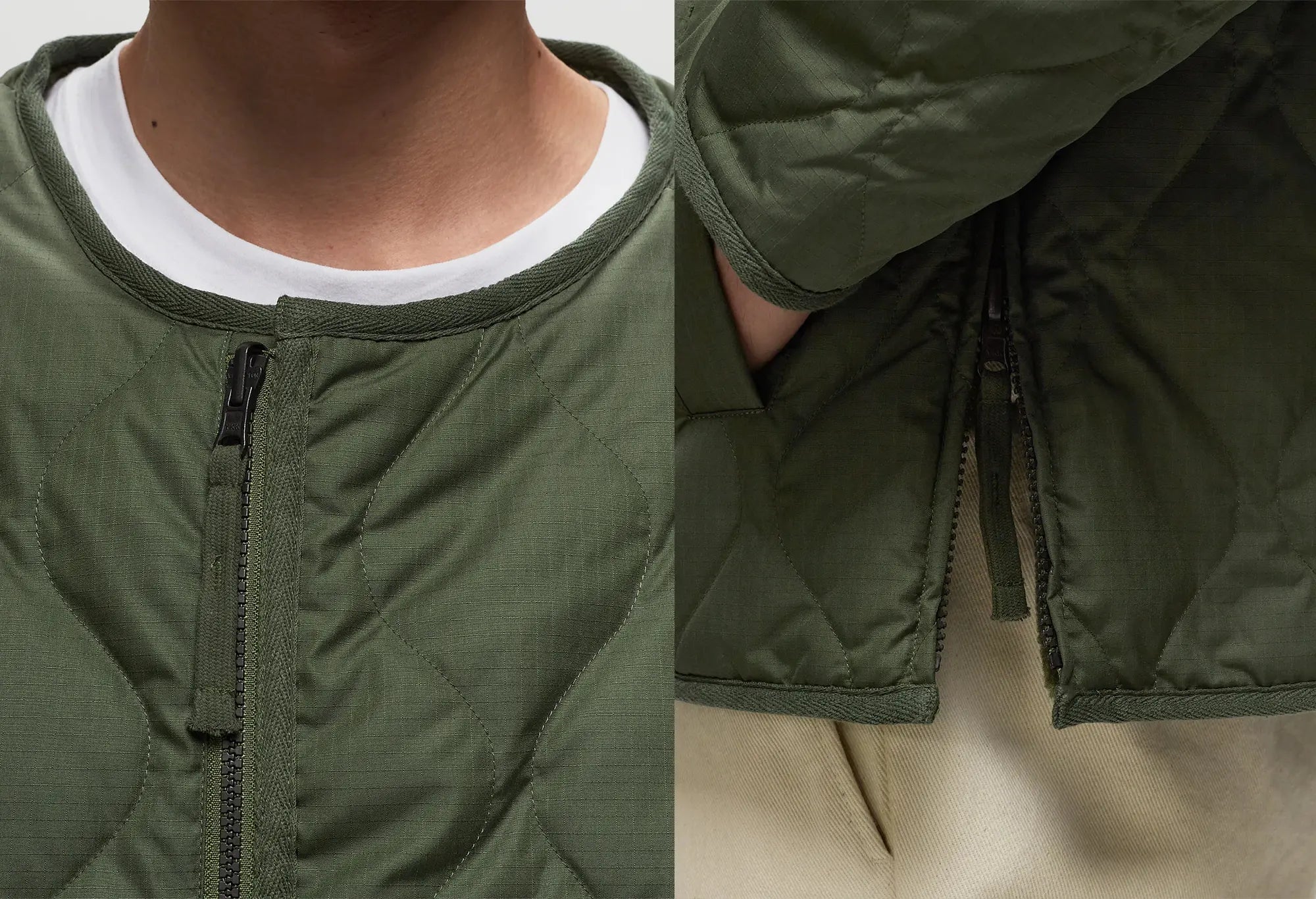 Taion MILITARY Reversible CREW-NECK JACKET - Olive Taion