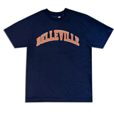 Throwback T-Shirt Navy et Rouge Orangé 'Belleville' Unisex Throwback