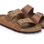 Birkenstock Arizona Cuir huilé Cognac - NARROW FIT Birkenstock