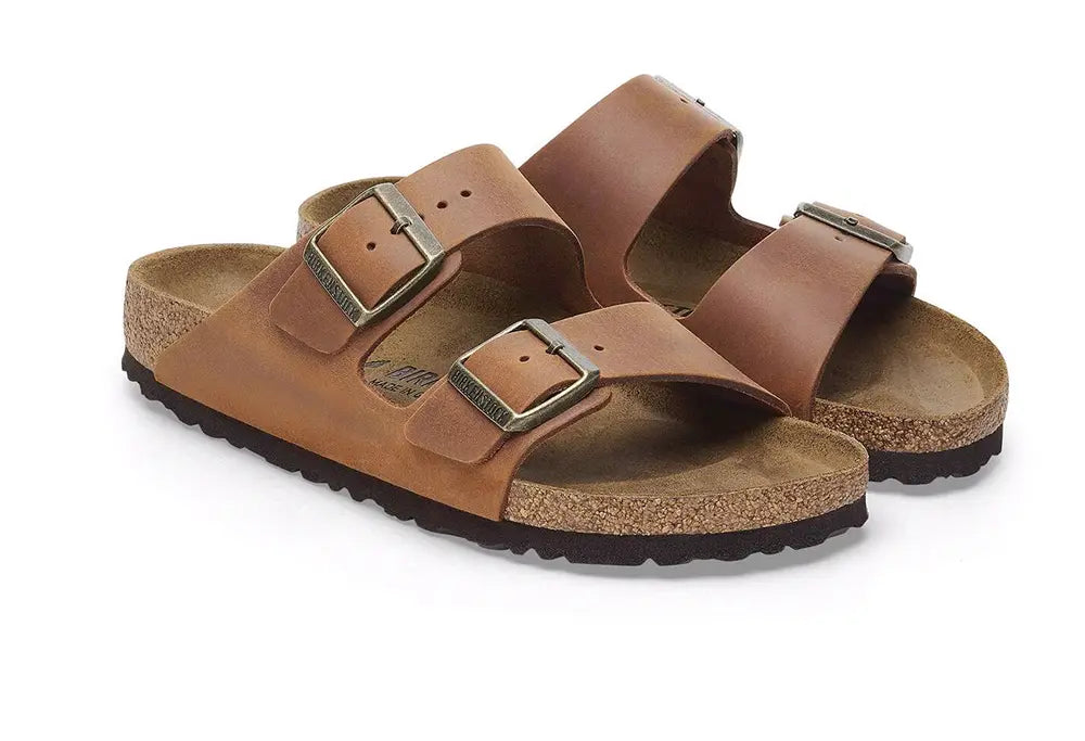 Birkenstock Arizona Cuir huilé Cognac - NARROW FIT Birkenstock