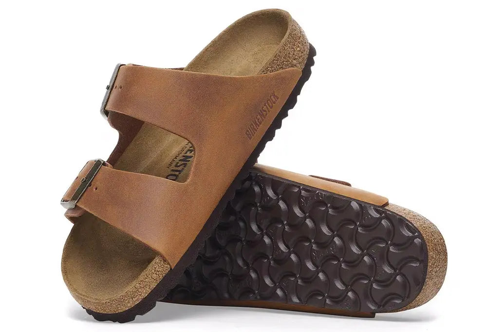 Birkenstock Arizona Cuir huilé Cognac - NARROW FIT Birkenstock