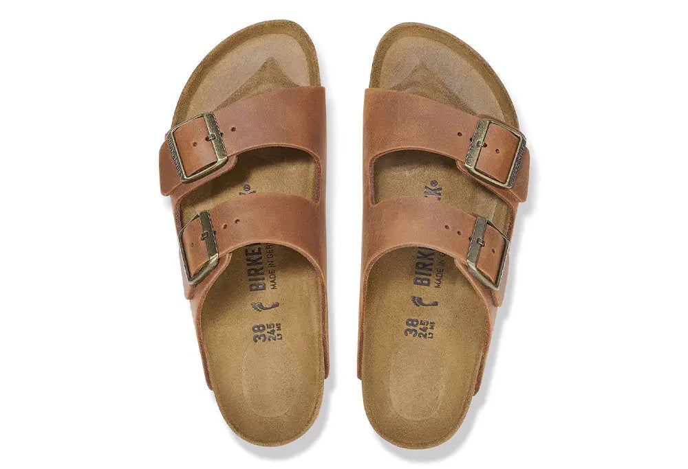 Birkenstock Arizona Cuir huilé Cognac - NARROW FIT Birkenstock