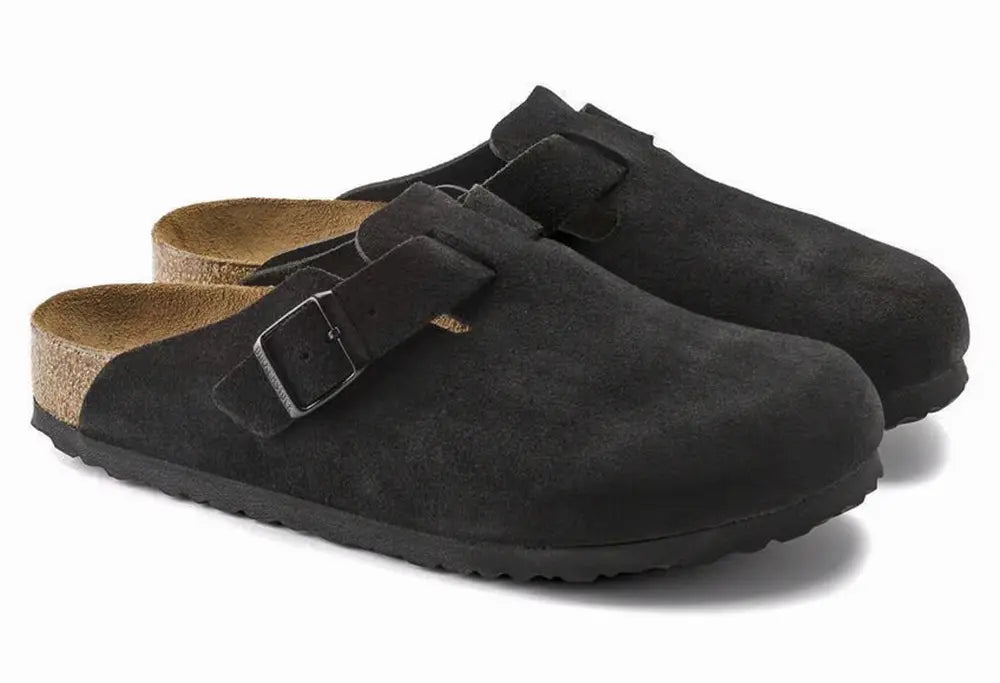 Birkenstock Boston Soft Suede Noir - REGULAR FIT - Birkenstock