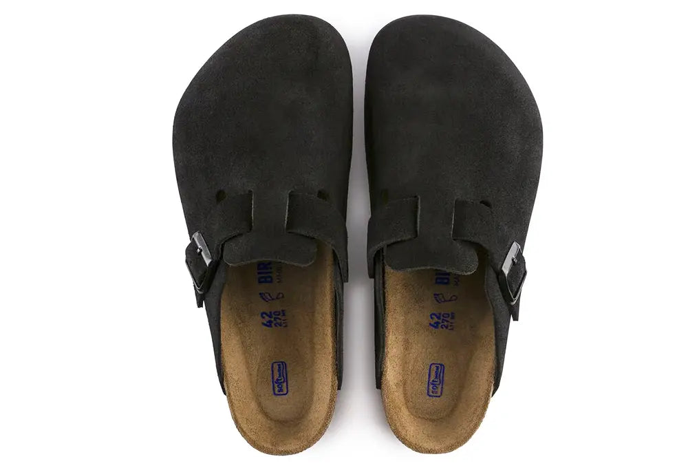 Birkenstock Boston Soft Suede Noir - REGULAR FIT - Birkenstock