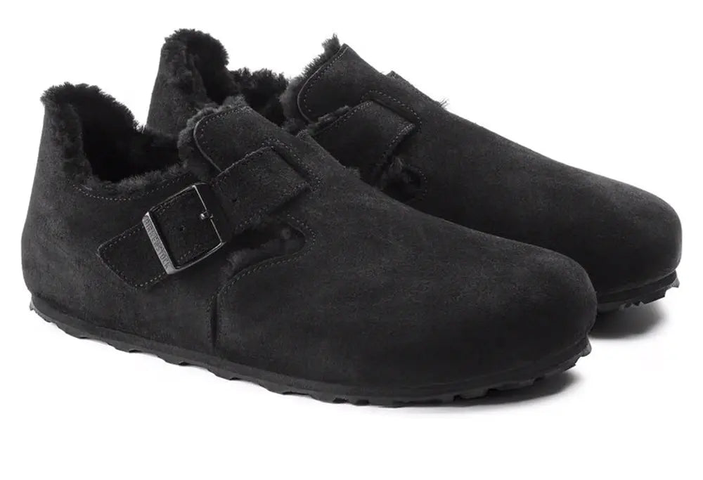 Birkenstock London en Fourrure d'agneau Suede Black Birkenstock