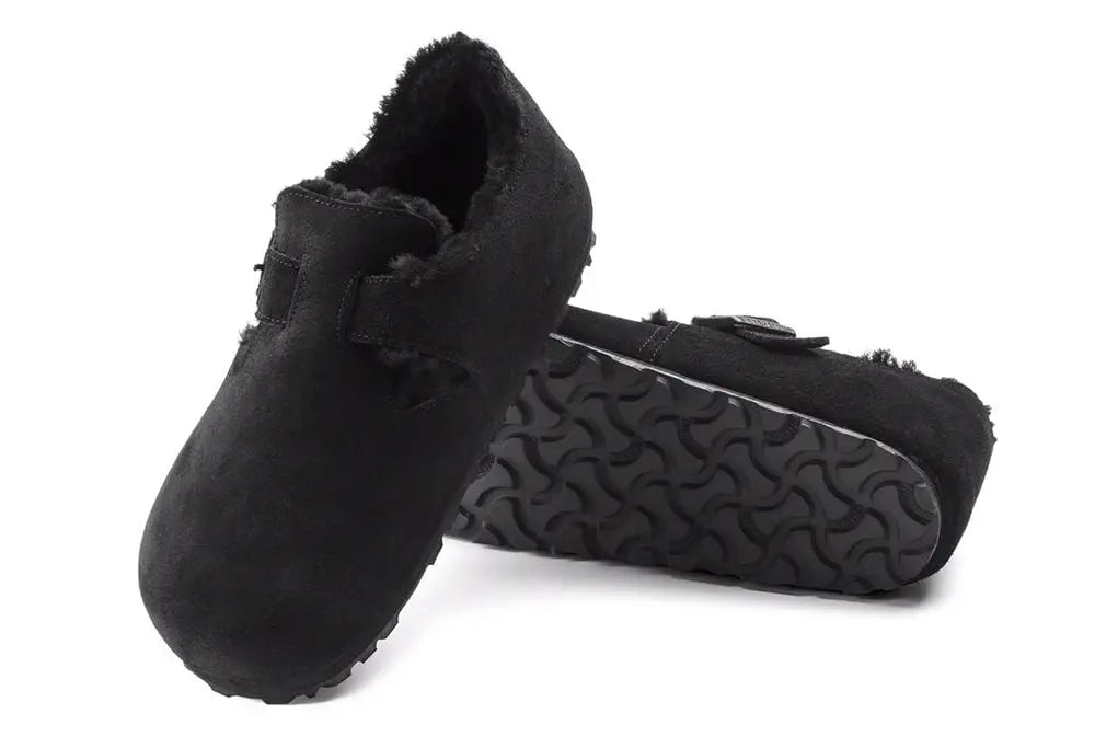 Birkenstock London en Fourrure d'agneau Suede Black Birkenstock