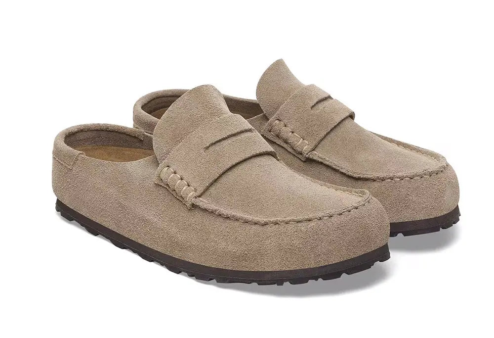 Birkenstock Naples Wrapped Suede Taupe - Narrow Fit Birkenstock