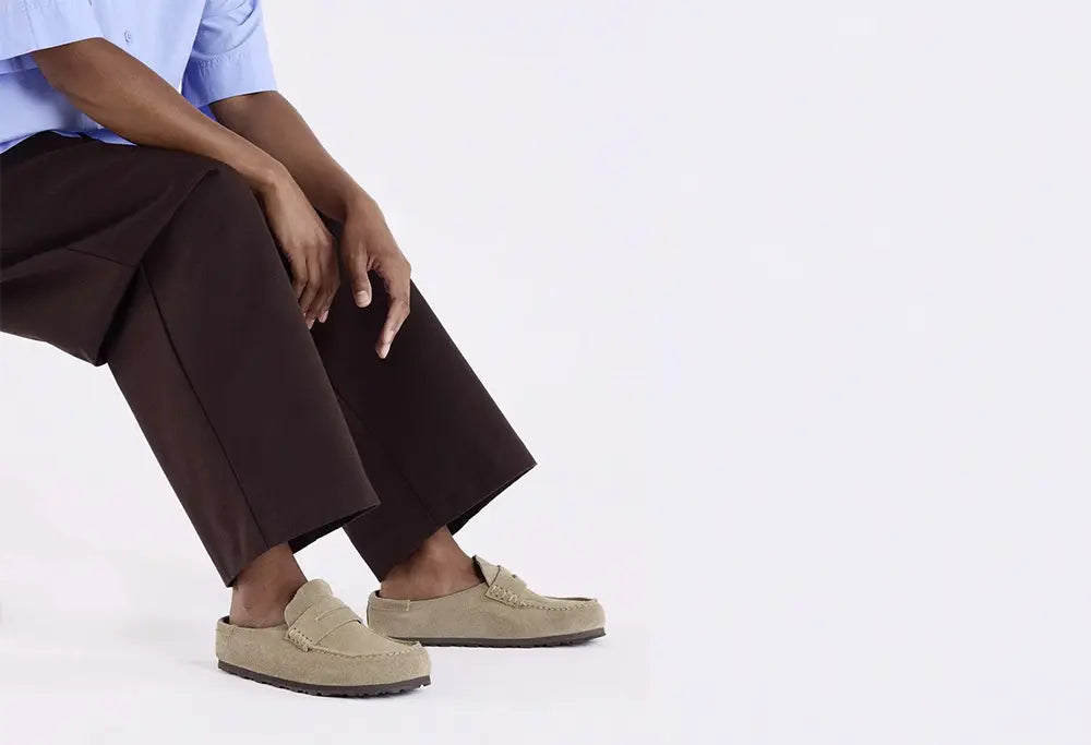 Birkenstock Naples Wrapped Suede Taupe - Narrow Fit Birkenstock