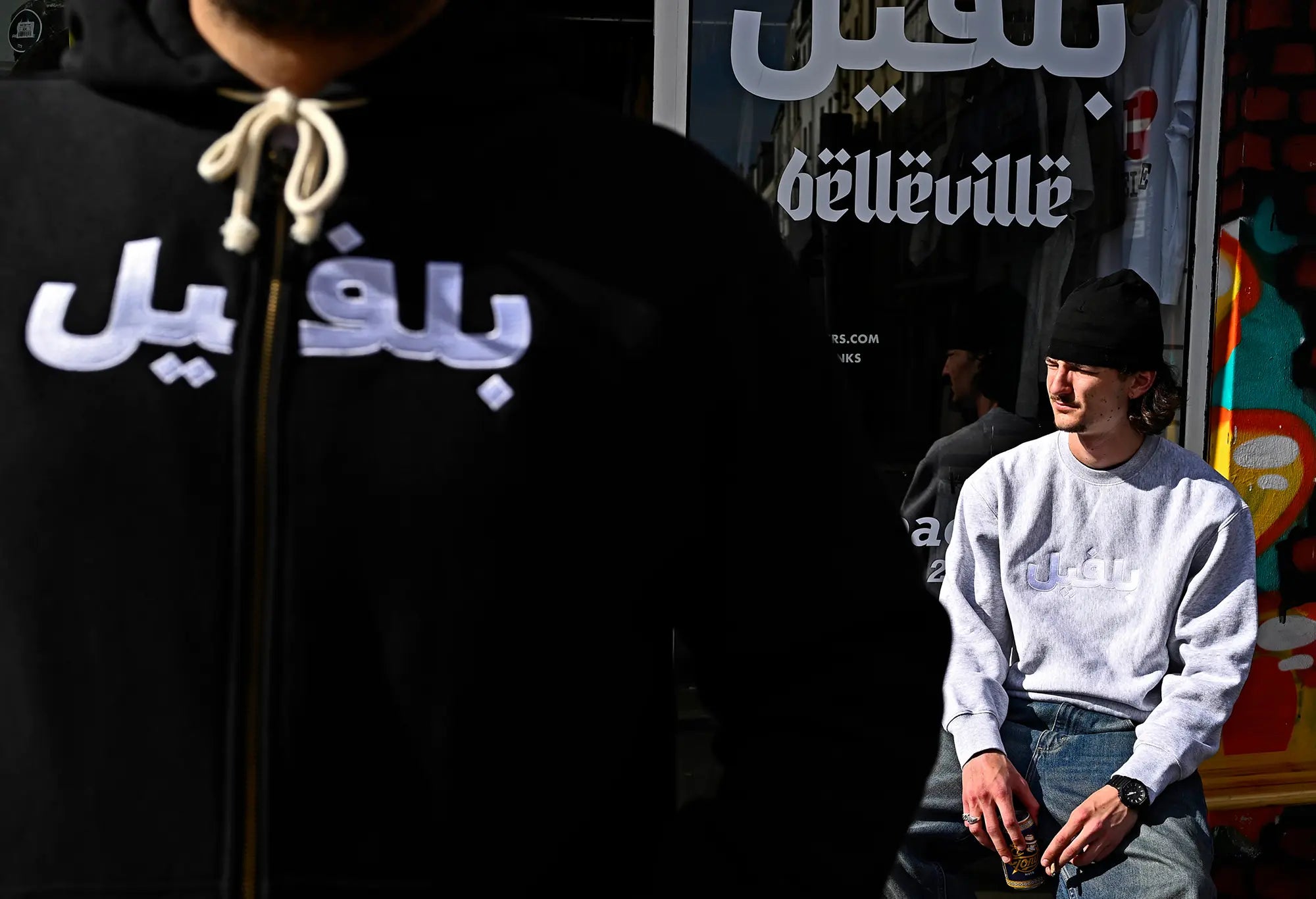 Champion Sweat Gris et Blanc 'Arabic Belleville' Brodé Champion