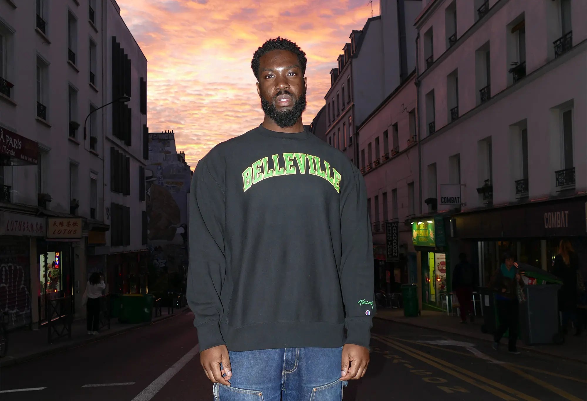 Champion Sweat Noir et Vert 'Belleville' Champion