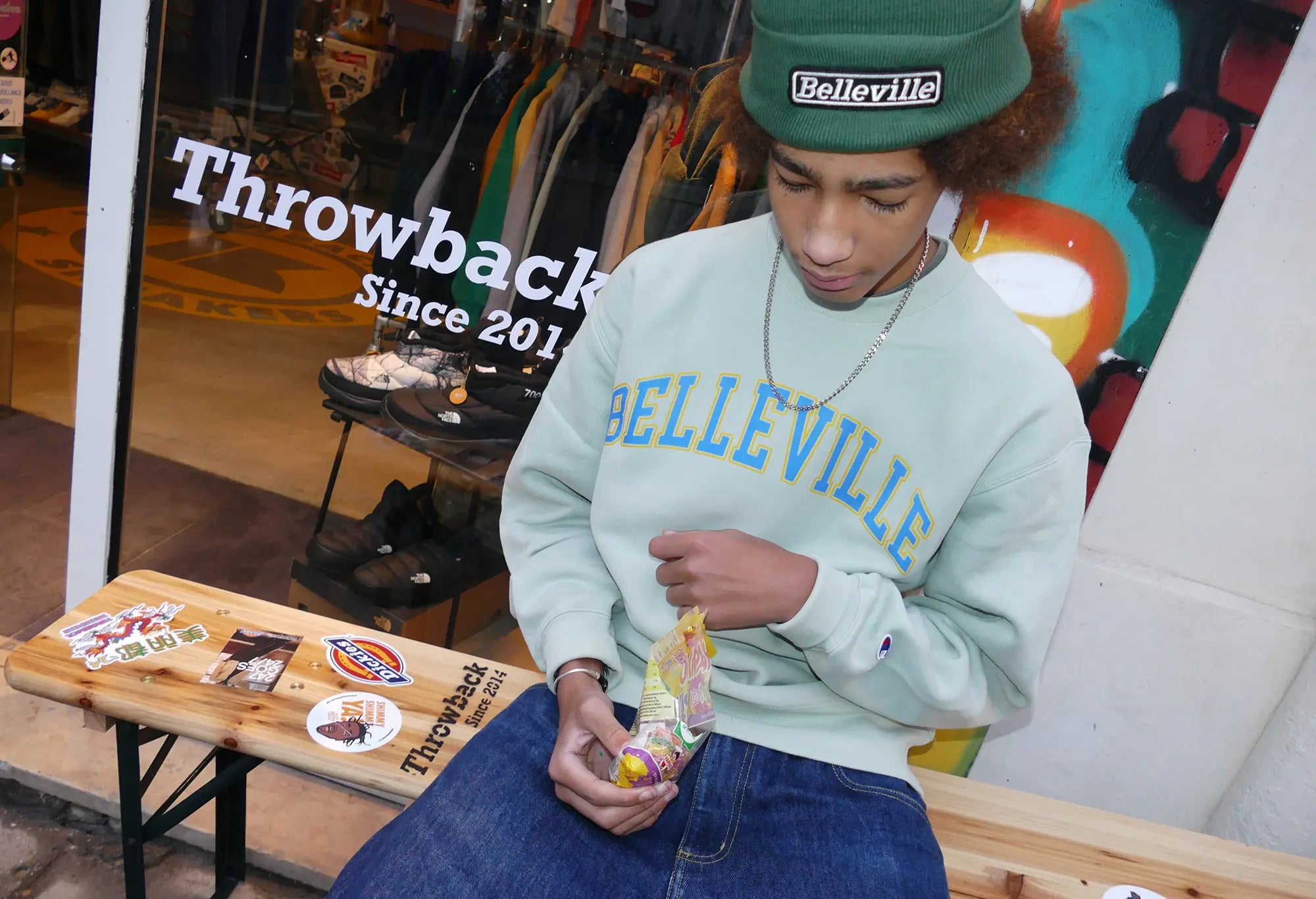 Champion Sweat Vert d'eau, Bleu et Or 'Belleville' Champion