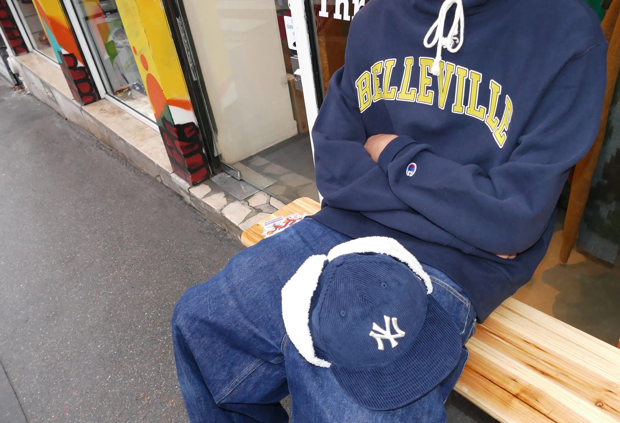 Champion Sweat capuche Navy et Jaune 'Belleville' Champion
