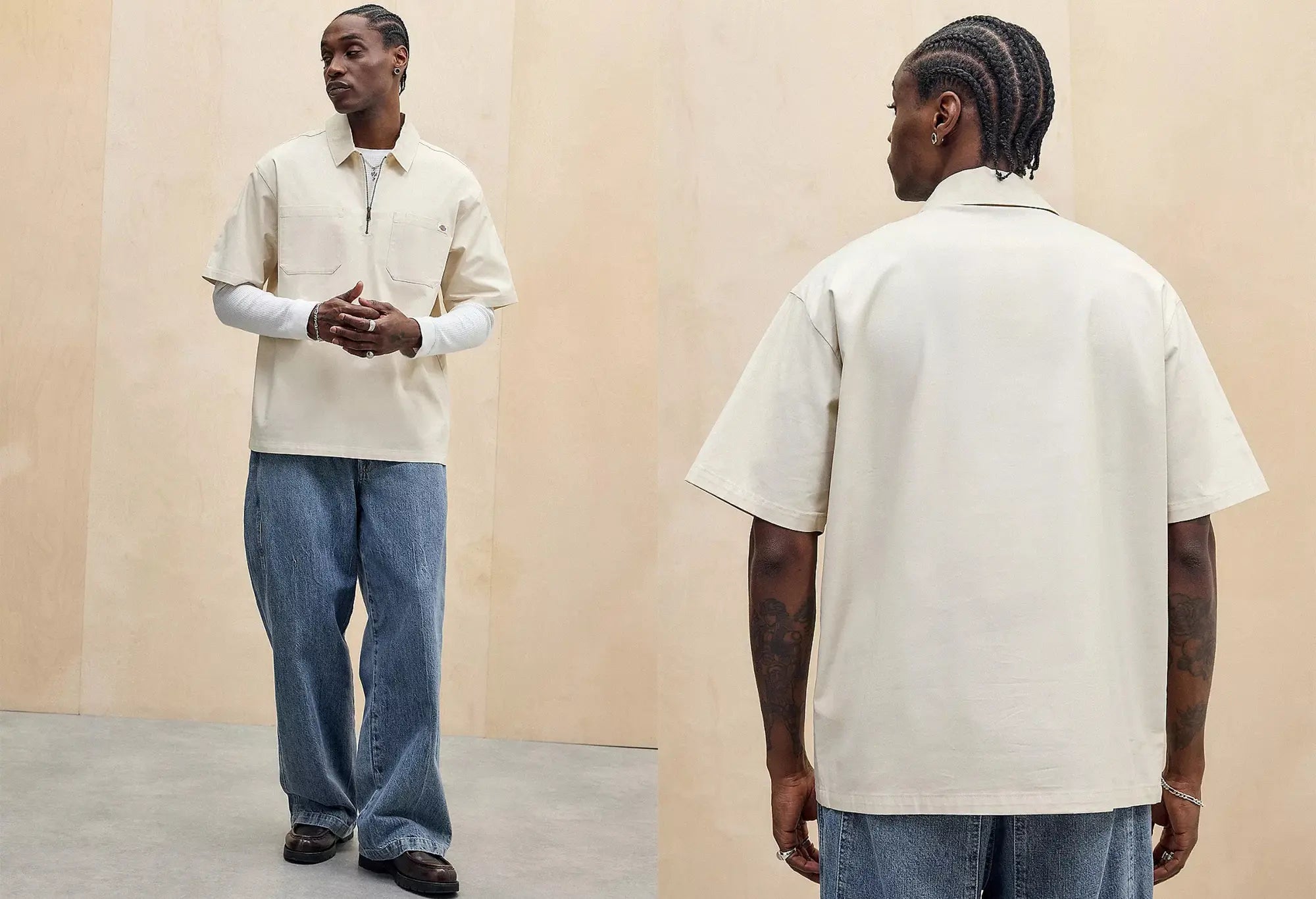 Dickies Ranch QZ Shirt SS - Beige Dickies