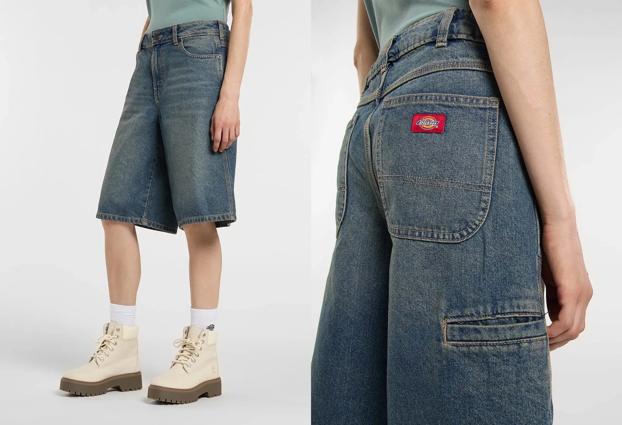 Dickies Short en jean ample 957 13-Inch - Khaki tinted blue Dickies