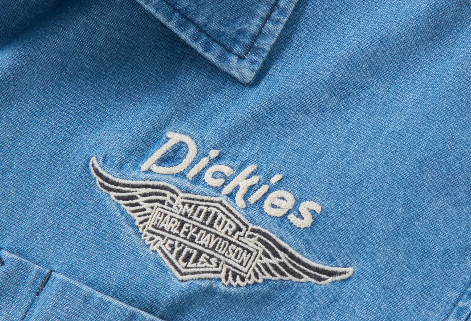 Dickies X Harley Davidson Chemise de Travail Chambray Bleu Dickies