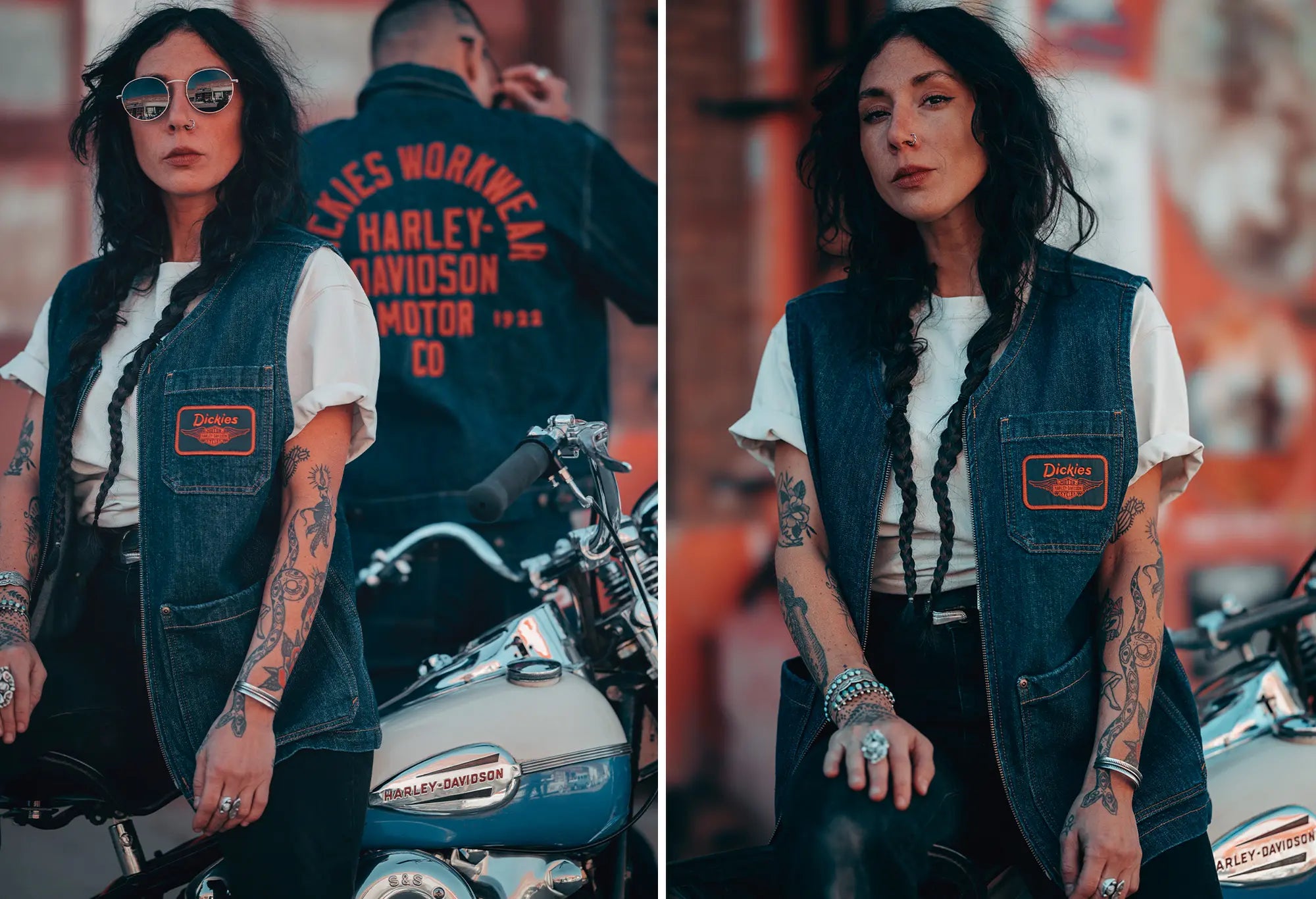 Dickies X Harley Davidson Veste ss Manche rinsed denim Dickies