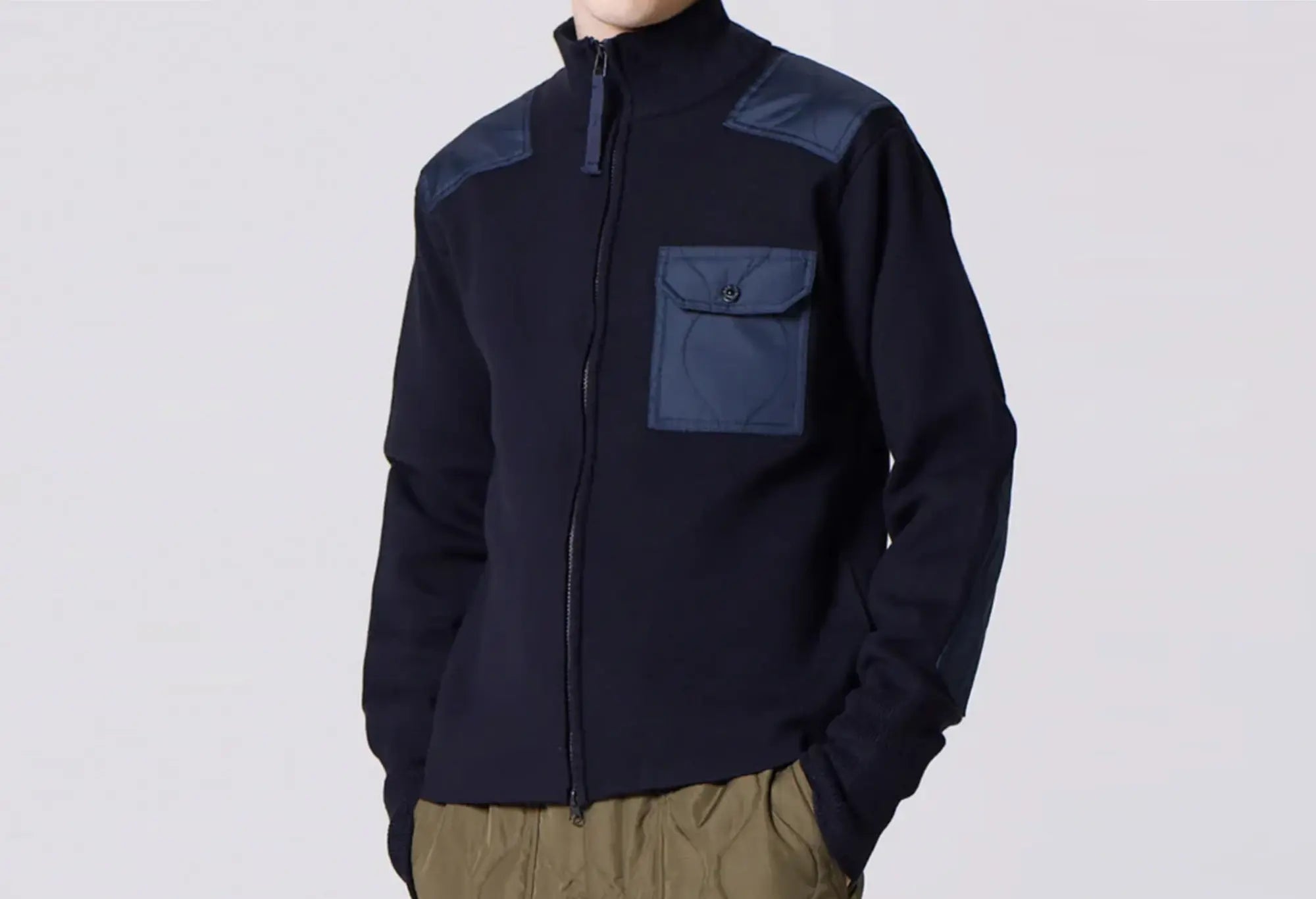 Gilet tricoté TAION poche poitrine - bleu marine - Taion