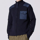 Gilet tricoté TAION poche poitrine - bleu marine - Taion