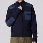 Gilet tricoté TAION poche poitrine - bleu marine - Taion