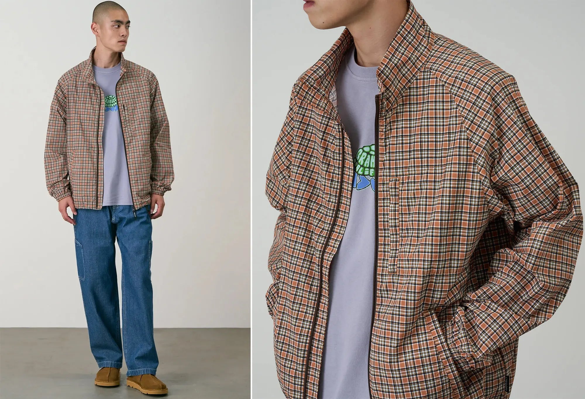 Gramicci Checkered Shell Jacket - Brick Check Gramicci