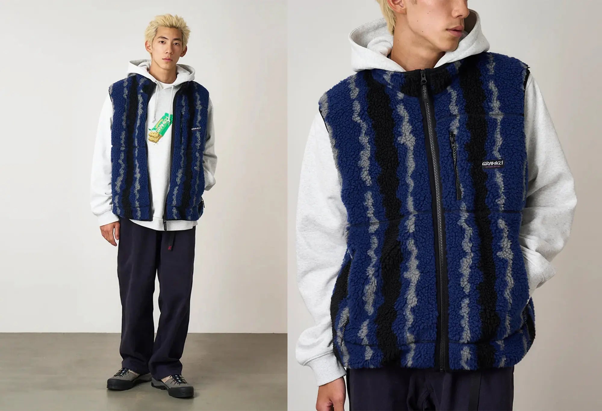 Gramicci Polaire sans manches en sherpa Navy Gramicci