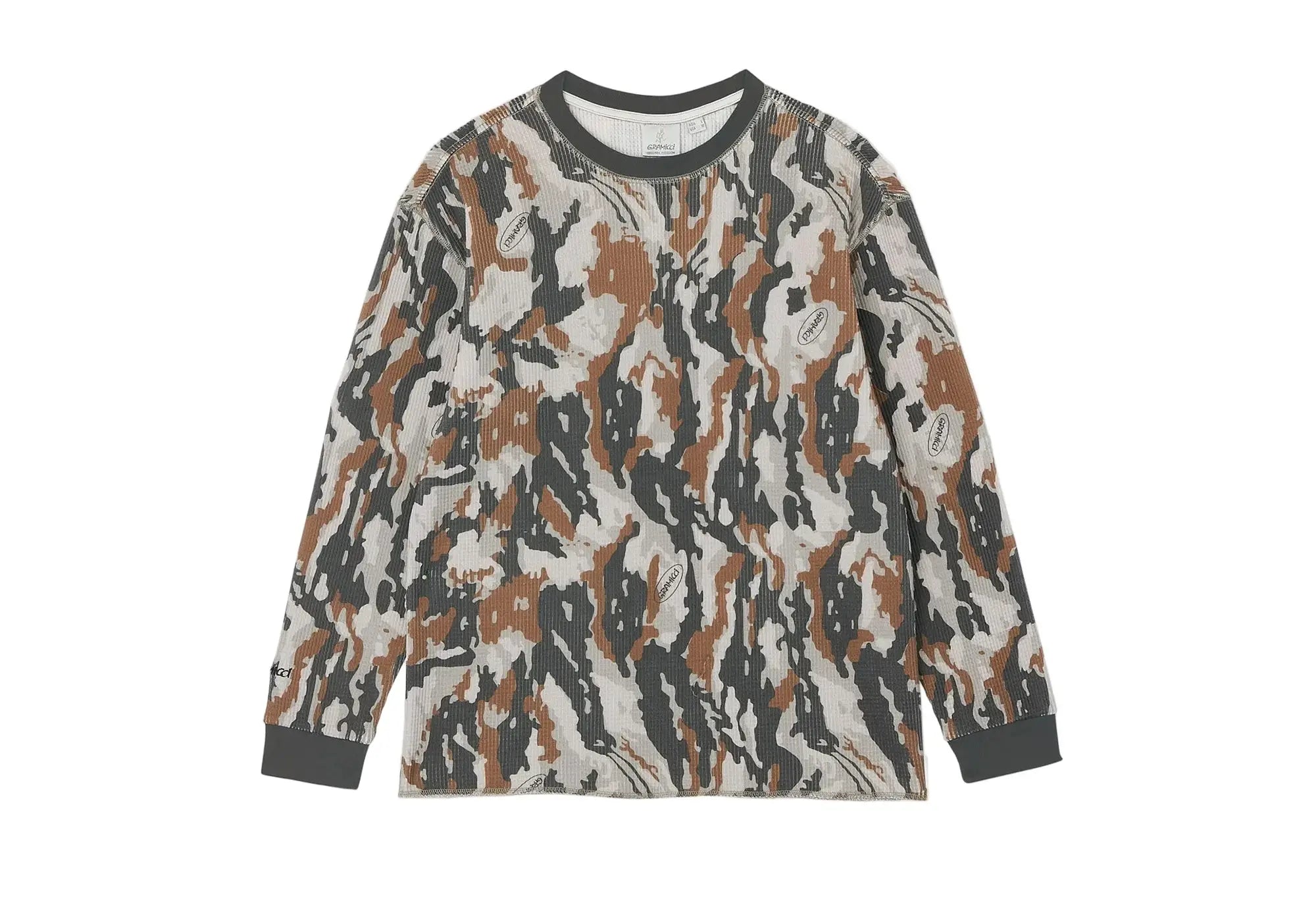 Gramicci Waffle Crew Pullover Bark Camo Gramicci