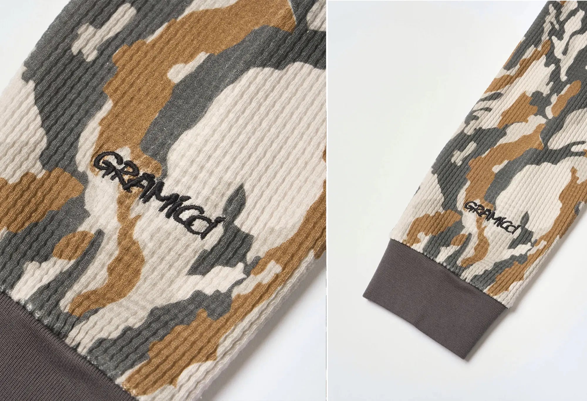 Gramicci Waffle Crew Pullover Bark Camo Gramicci