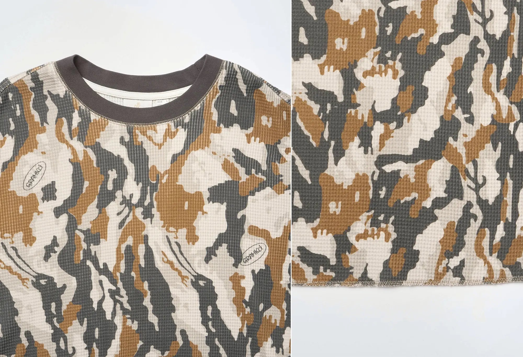 Gramicci Waffle Crew Pullover Bark Camo Gramicci