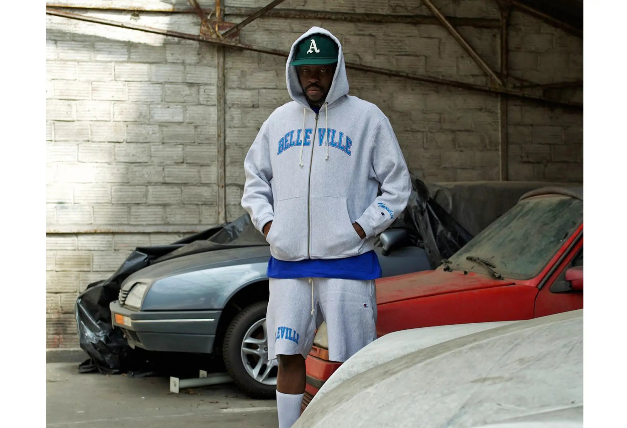 Hoodie Champion Zippé Gris X Belleville Champion