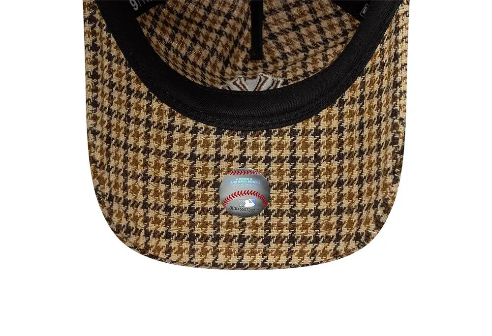 New Era Casquette 9TWENTY A-Frame Check NY Yankees MLB Beige New Era