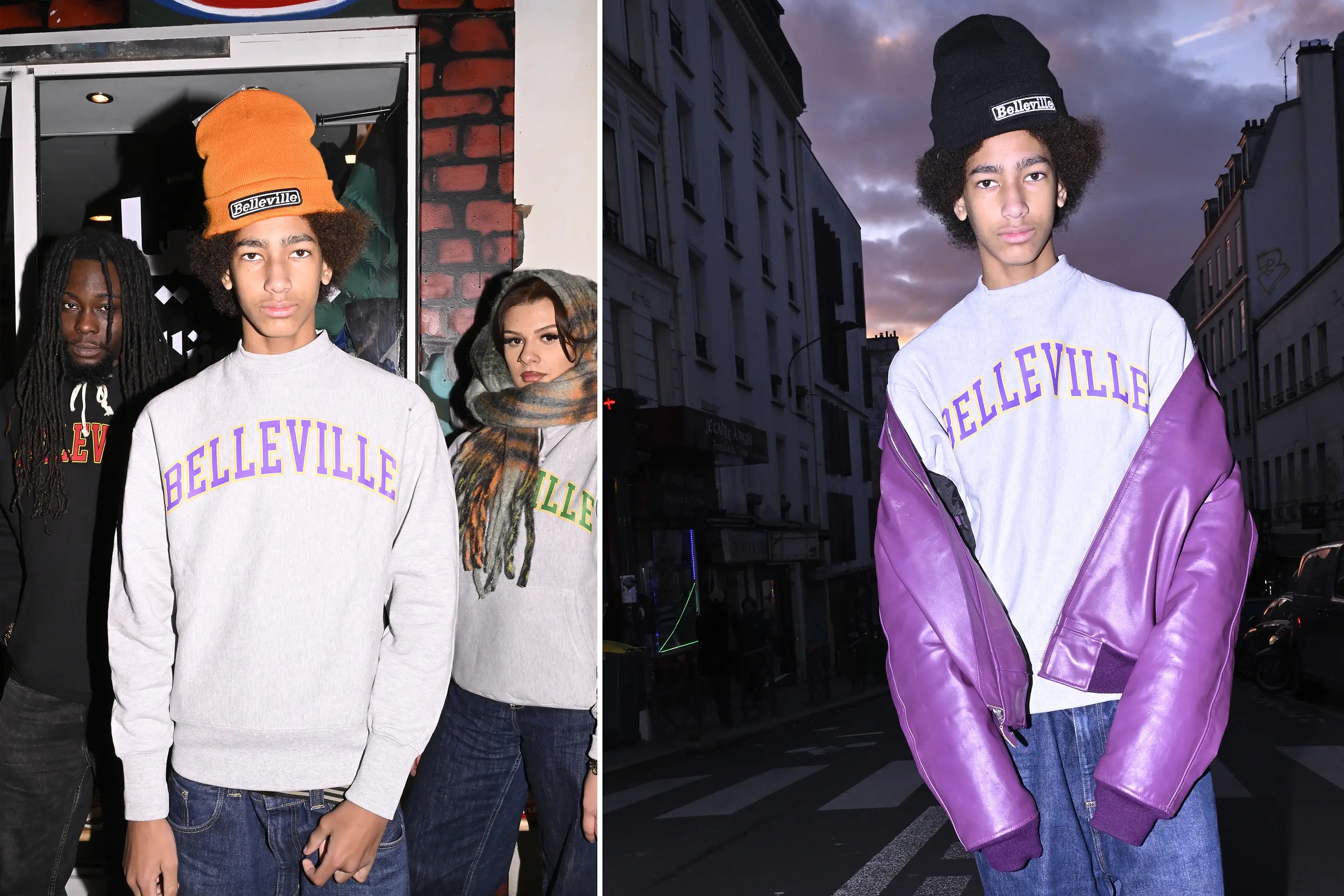 Power Goods Sweat Gris Violet et Or 'Belleville' Power Goods