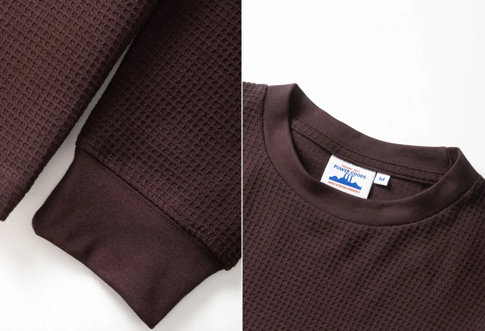 Power Goods Thermal Waffle Long Sleeve Tee - Coffee Power Goods