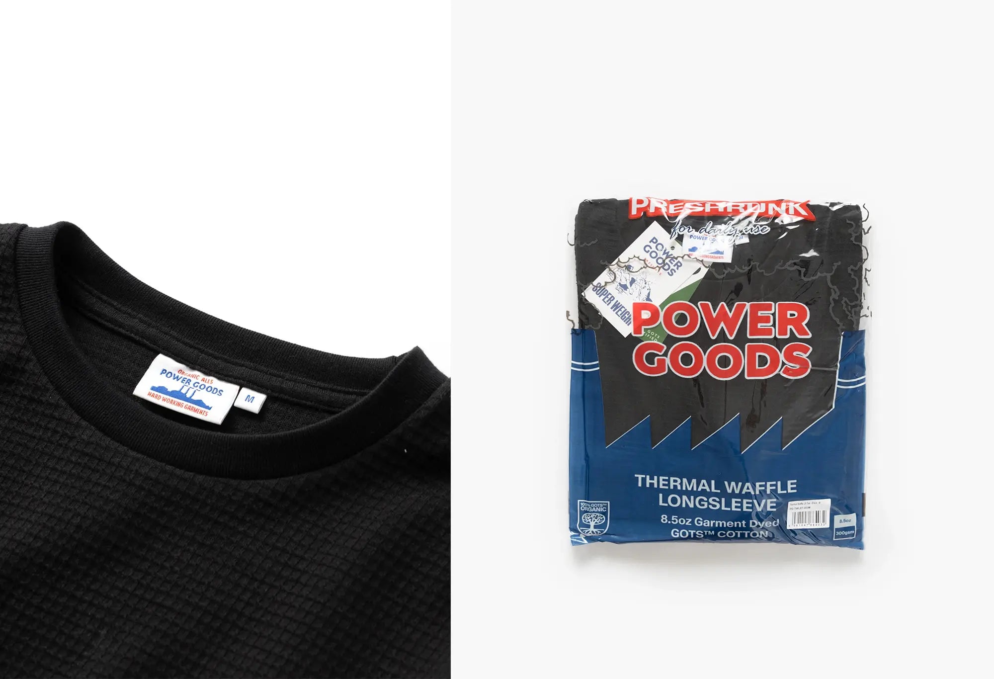 Power Goods Thermal Waffle Long Sleeve Tee - Noir Power Goods