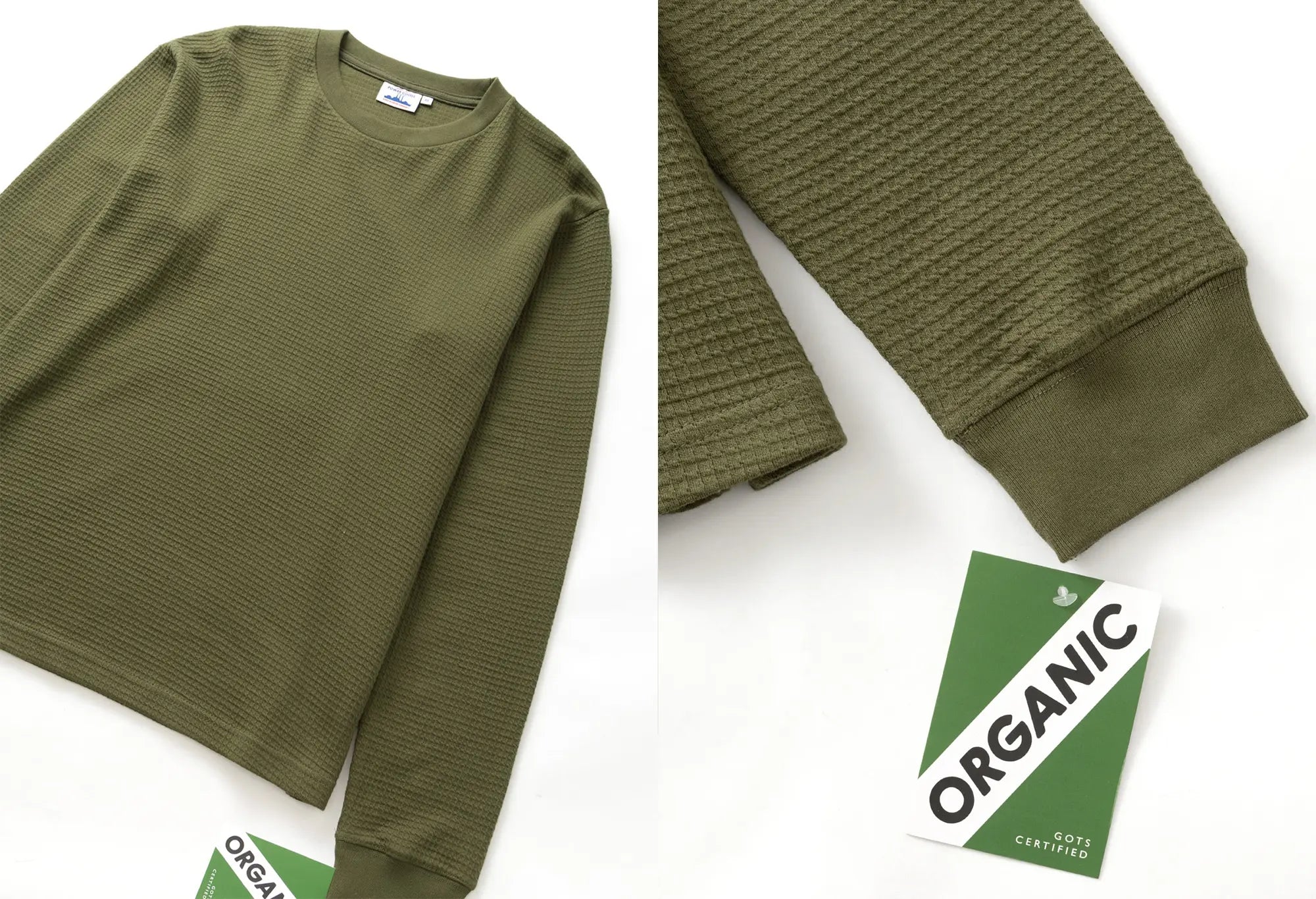 Power Goods Thermal Waffle Long Sleeve Tee -Olive Power Goods