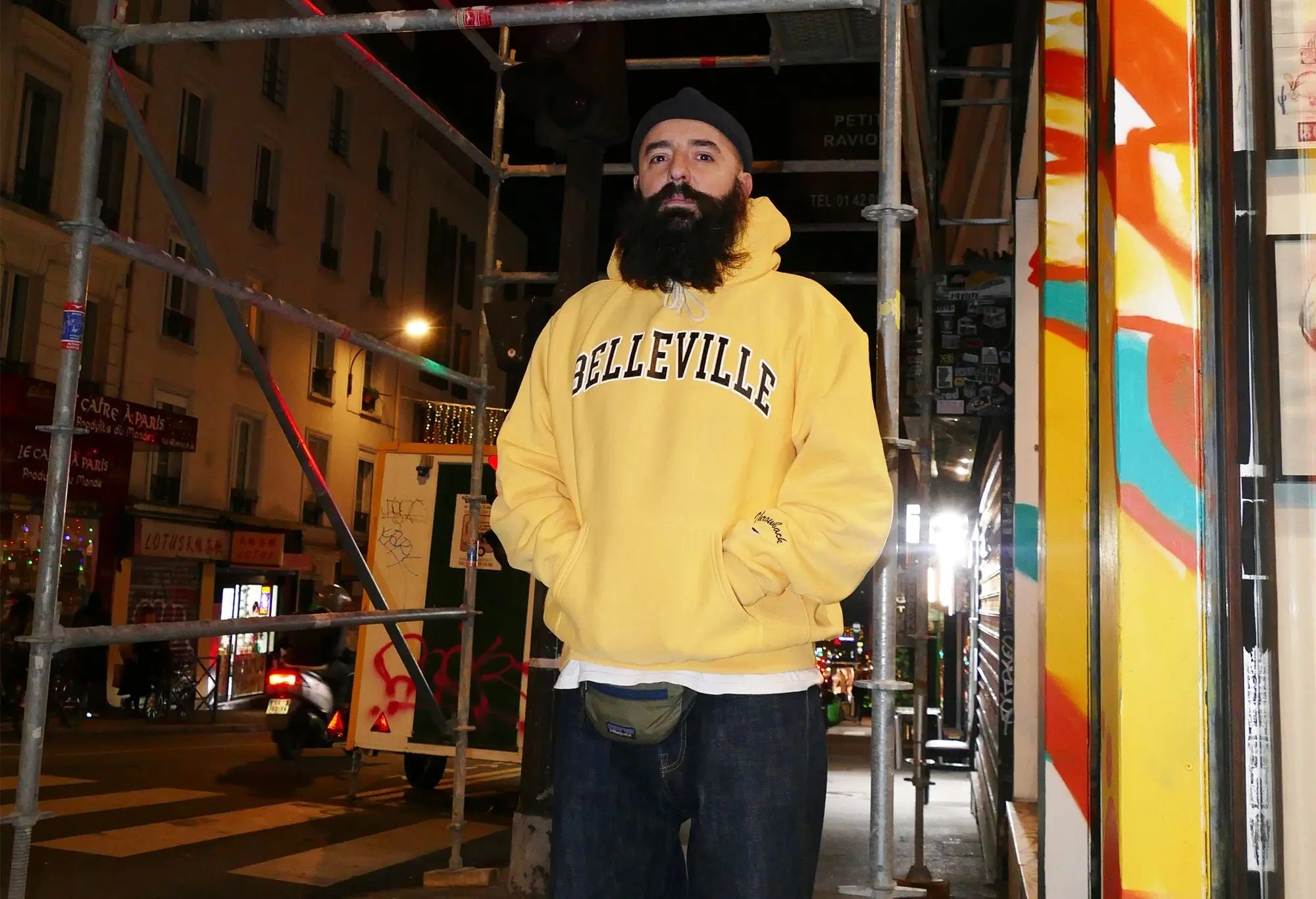 Sweat capuche Jaune et noir 'Belleville' Champion