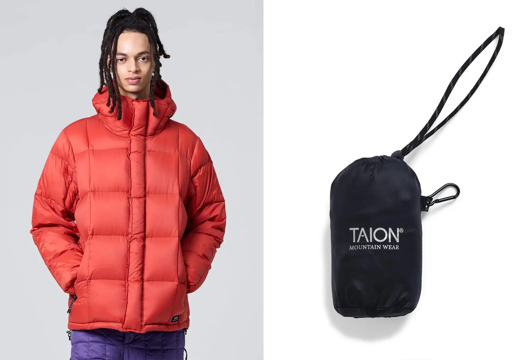 Taion Doudoune Mountain à capuche, Zip <Compactable> Taion