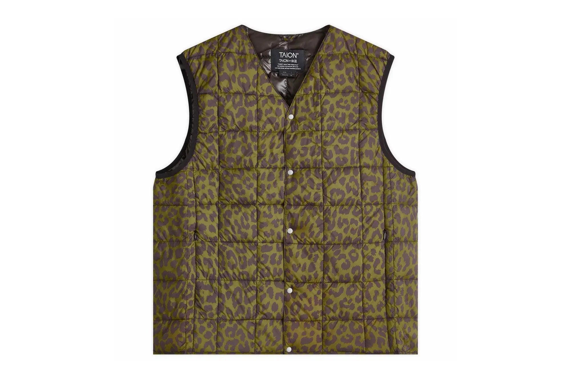 Taion Gilet col V en duvet à motif Léopard Taion