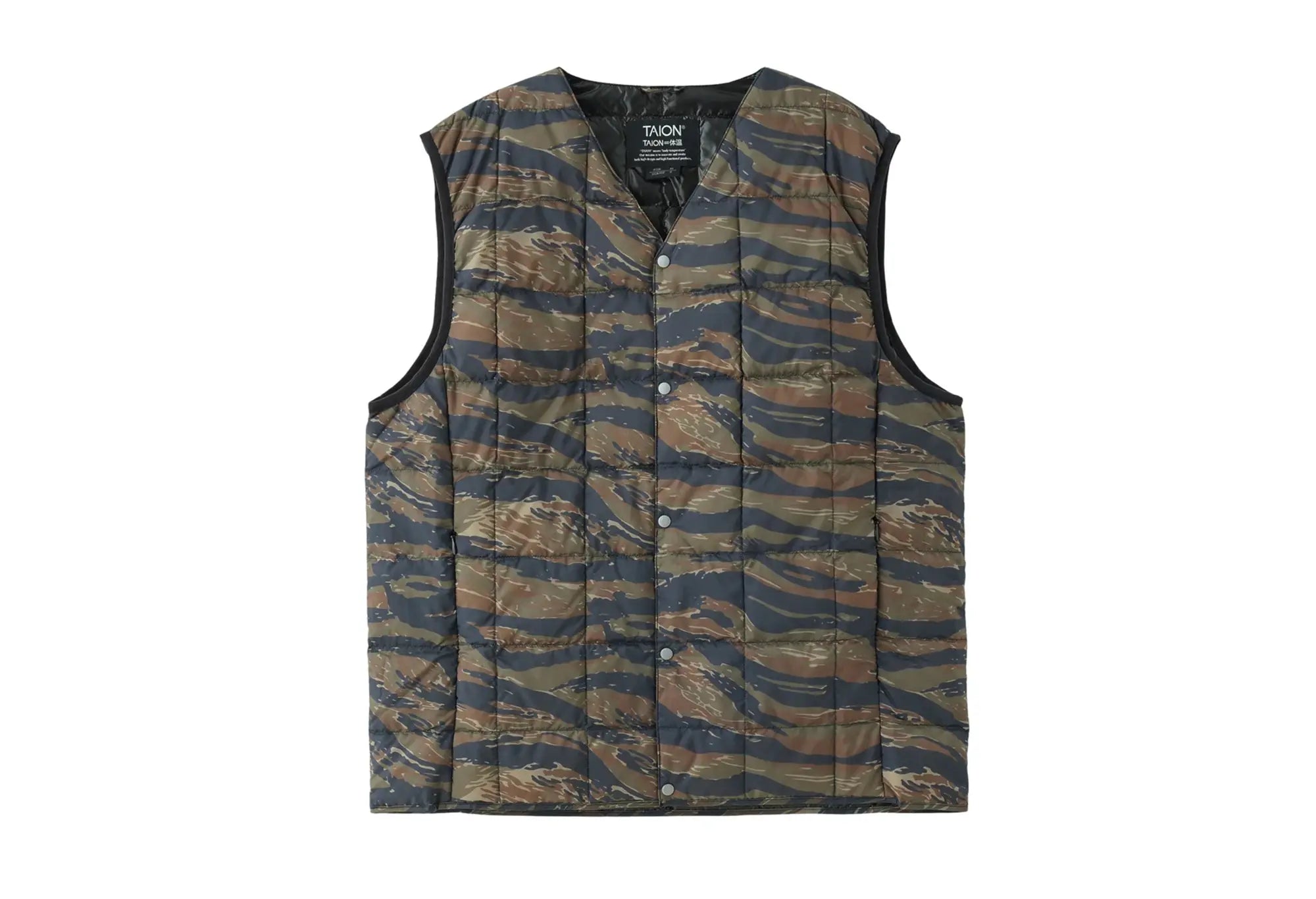 Taion Gilet col V en duvet à rayures tigrées Taion