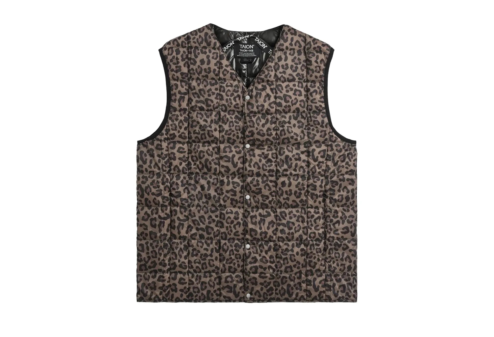 Taion Gilet col V en duvet motif Léopard Taion