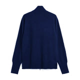 Taion Pull col montant zippé 100 % cachemire - Marine - Taion