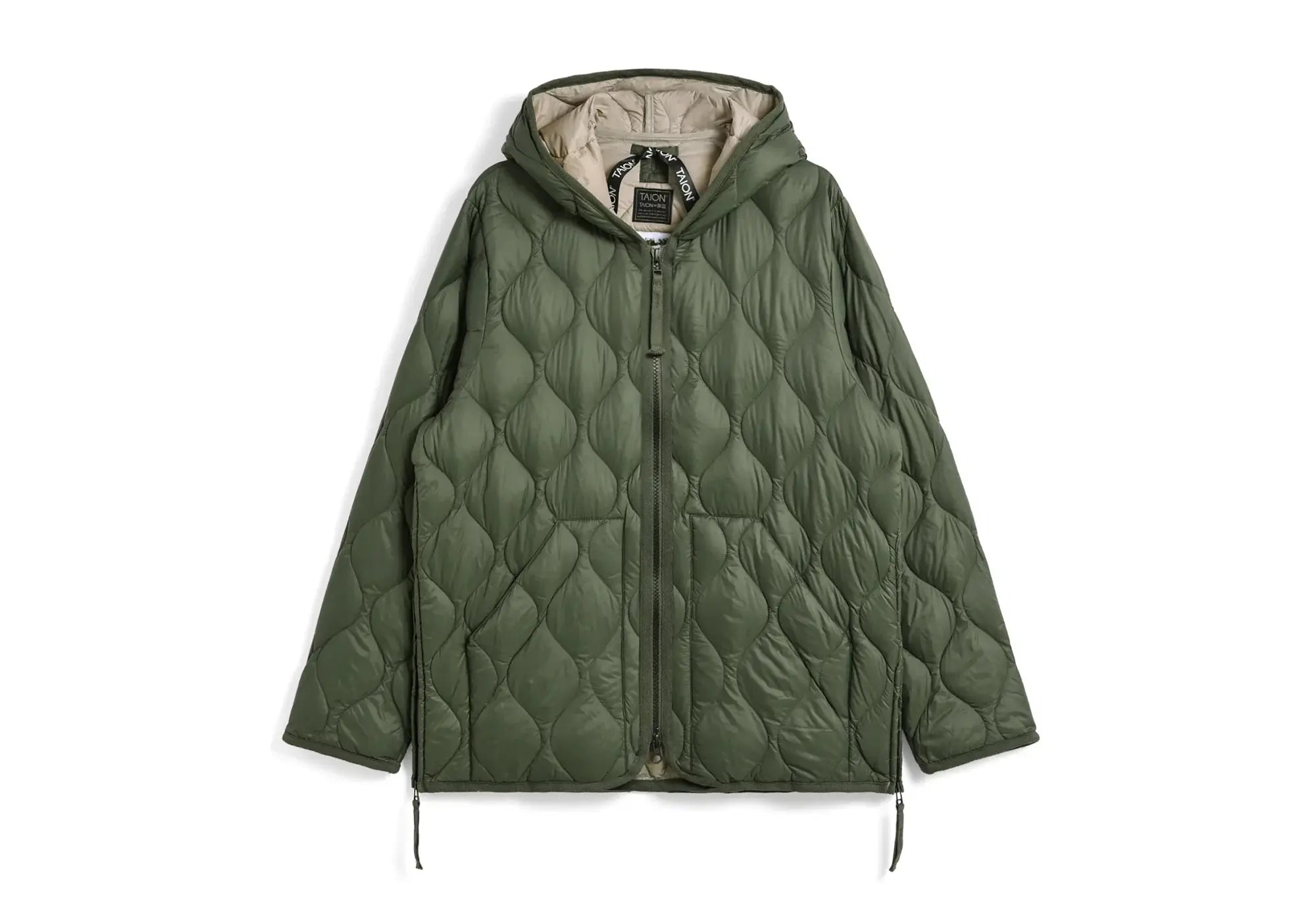 Taion Veste matelassée à capuche en duvet - Olive - Taion