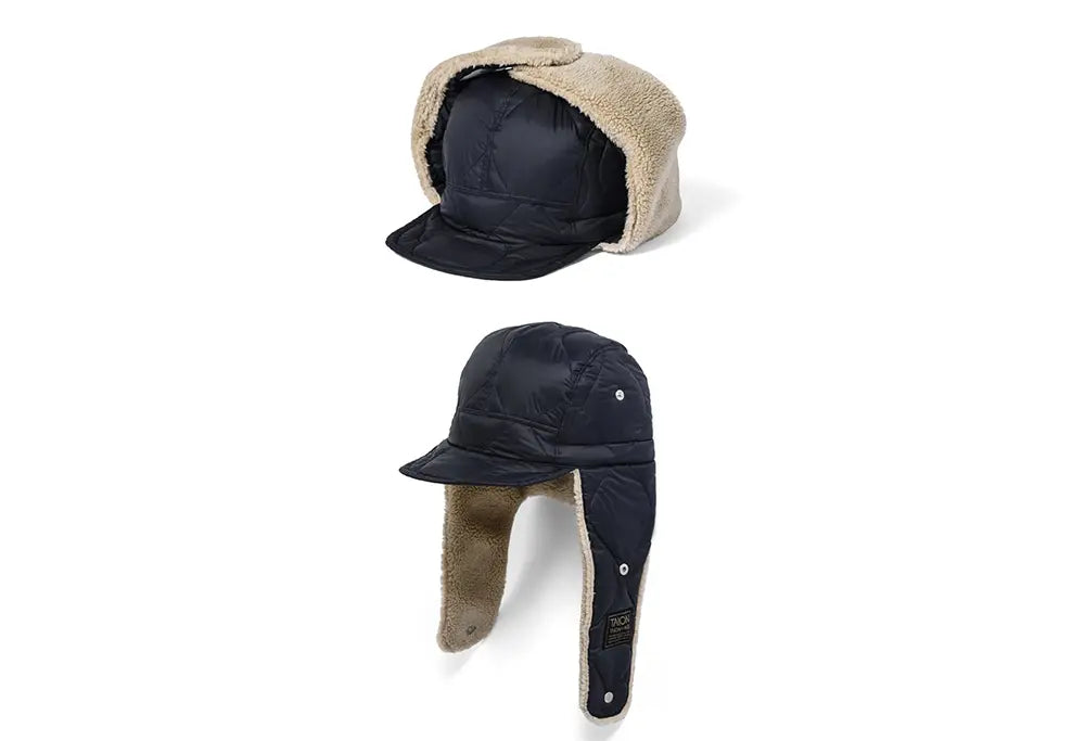 Taion casquette-chapka à Design matelassé - Navy & Beige - Taion