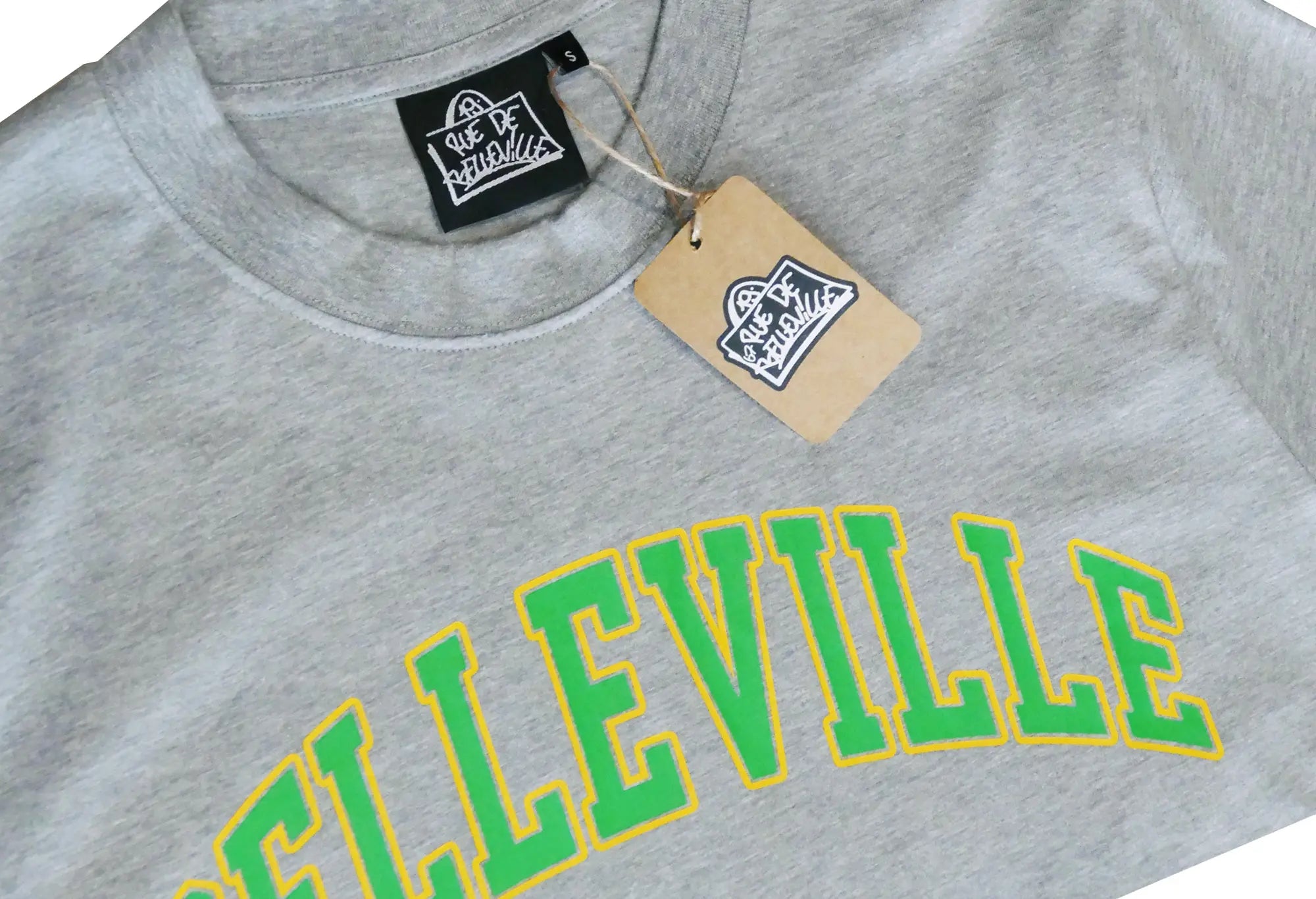 Throwback T-Shirt Gris et Vert 'Belleville' Unisex Throwback