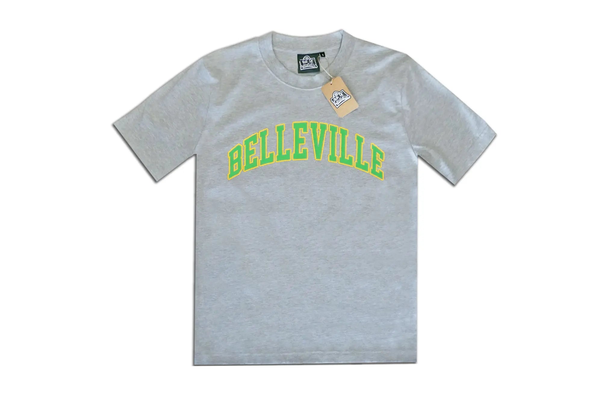 Throwback T-Shirt Gris et Vert 'Belleville' Unisex Throwback