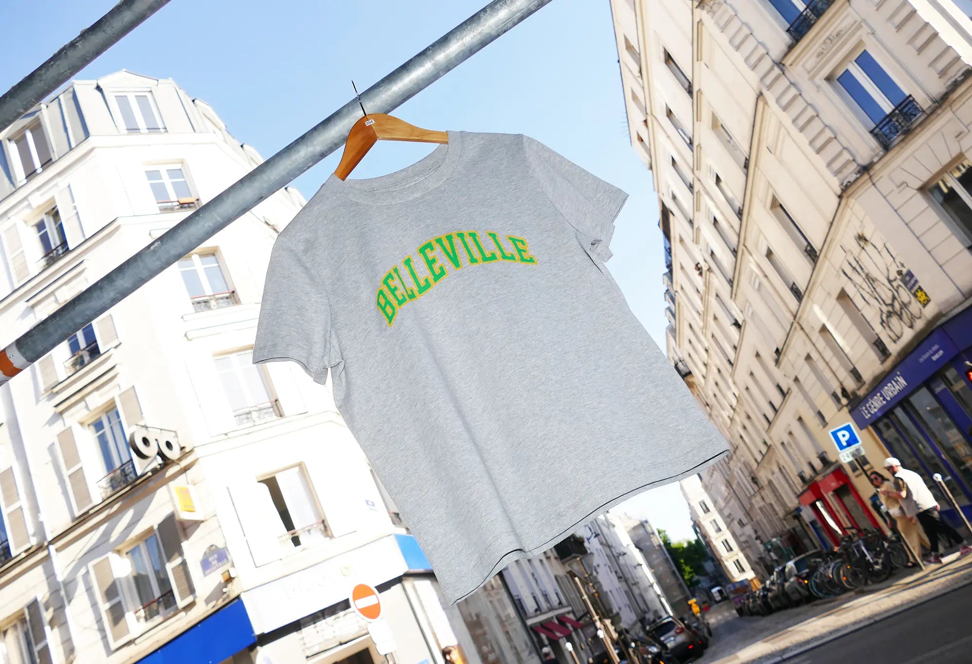 Throwback T-Shirt Gris et vert 'Belleville' Throwback