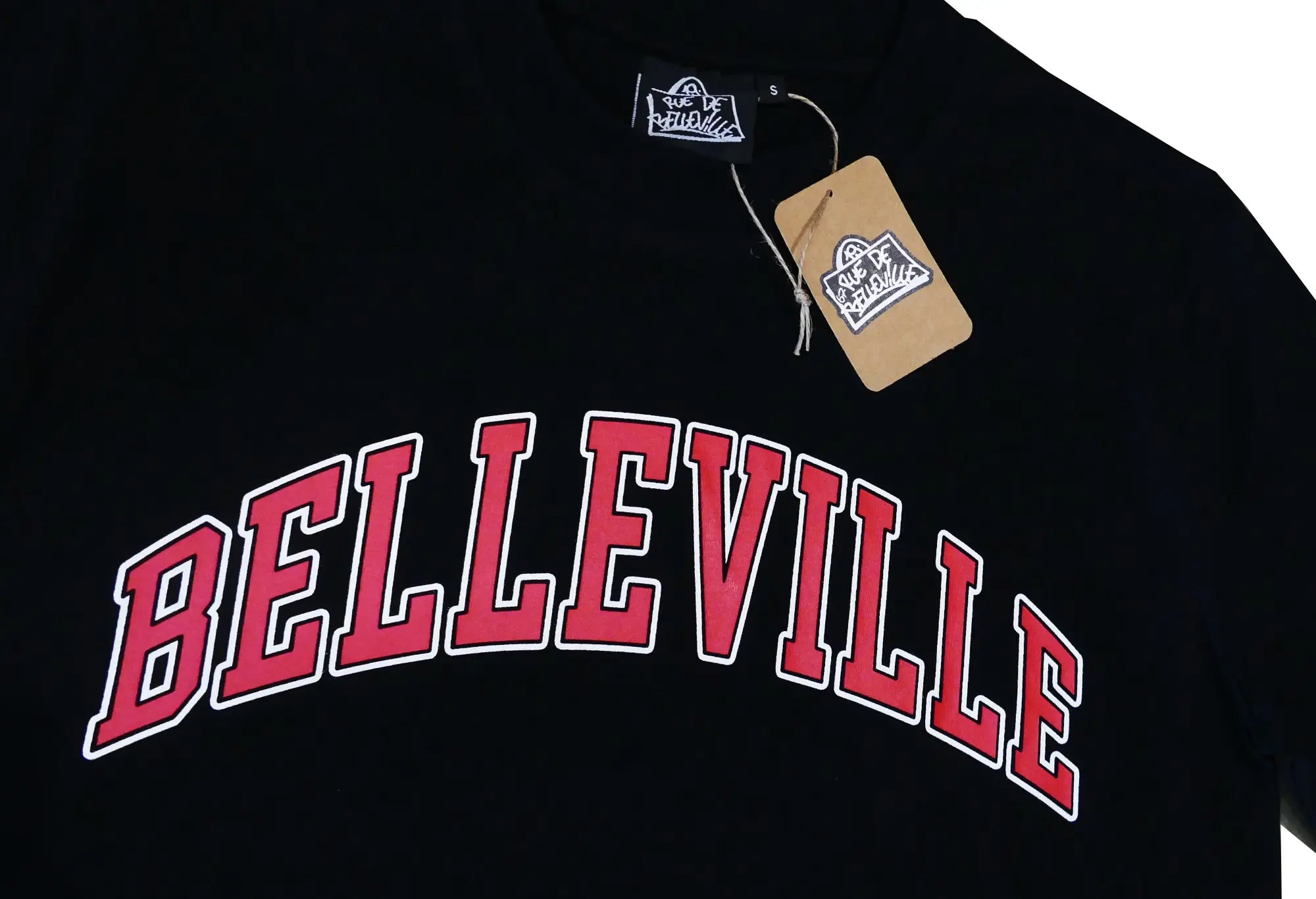 Throwback T-Shirt Noir et Rouge 'Belleville' Unisex Throwback