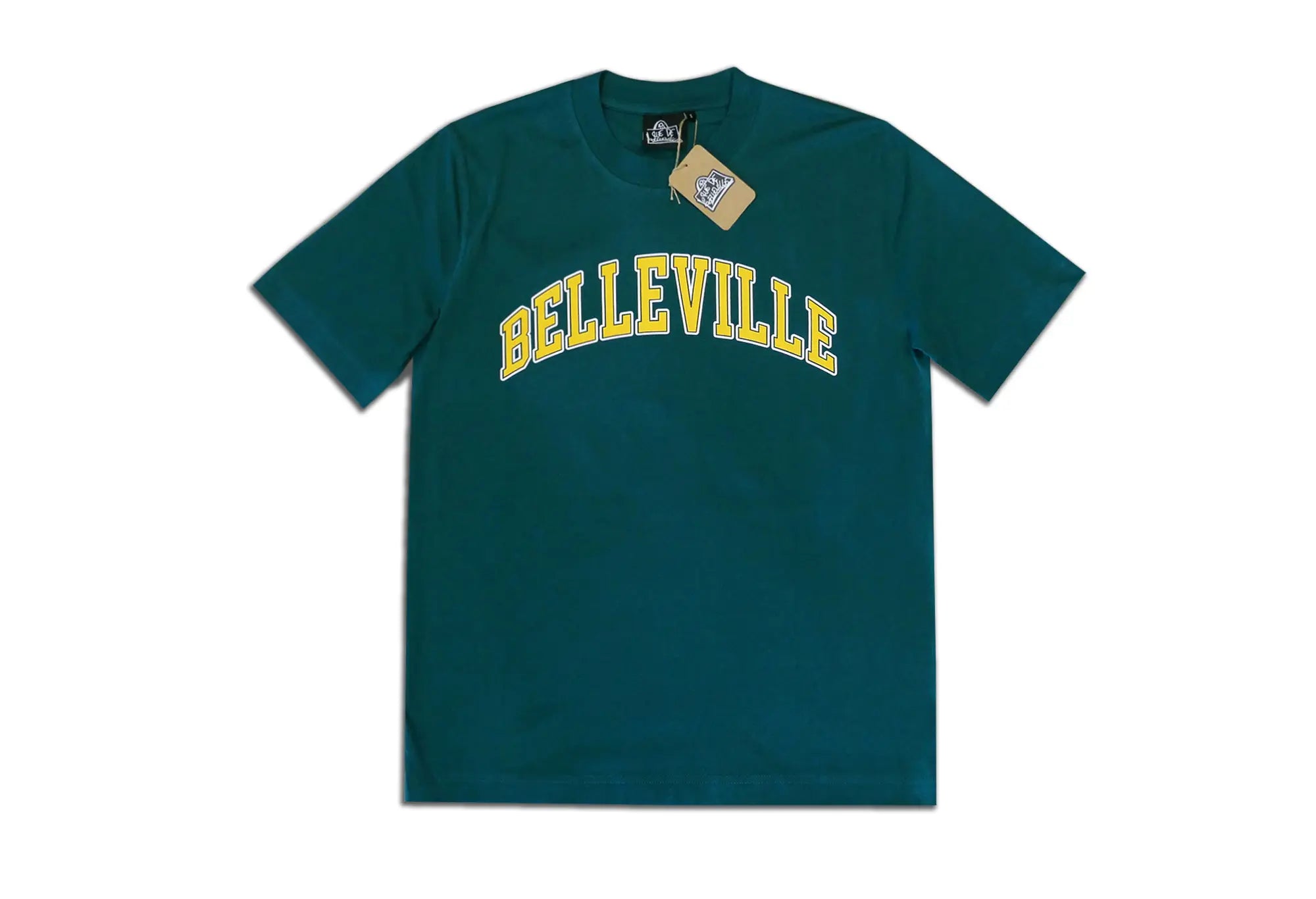 Throwback T-Shirt Vert et Jaune 'Belleville' Unisex Throwback