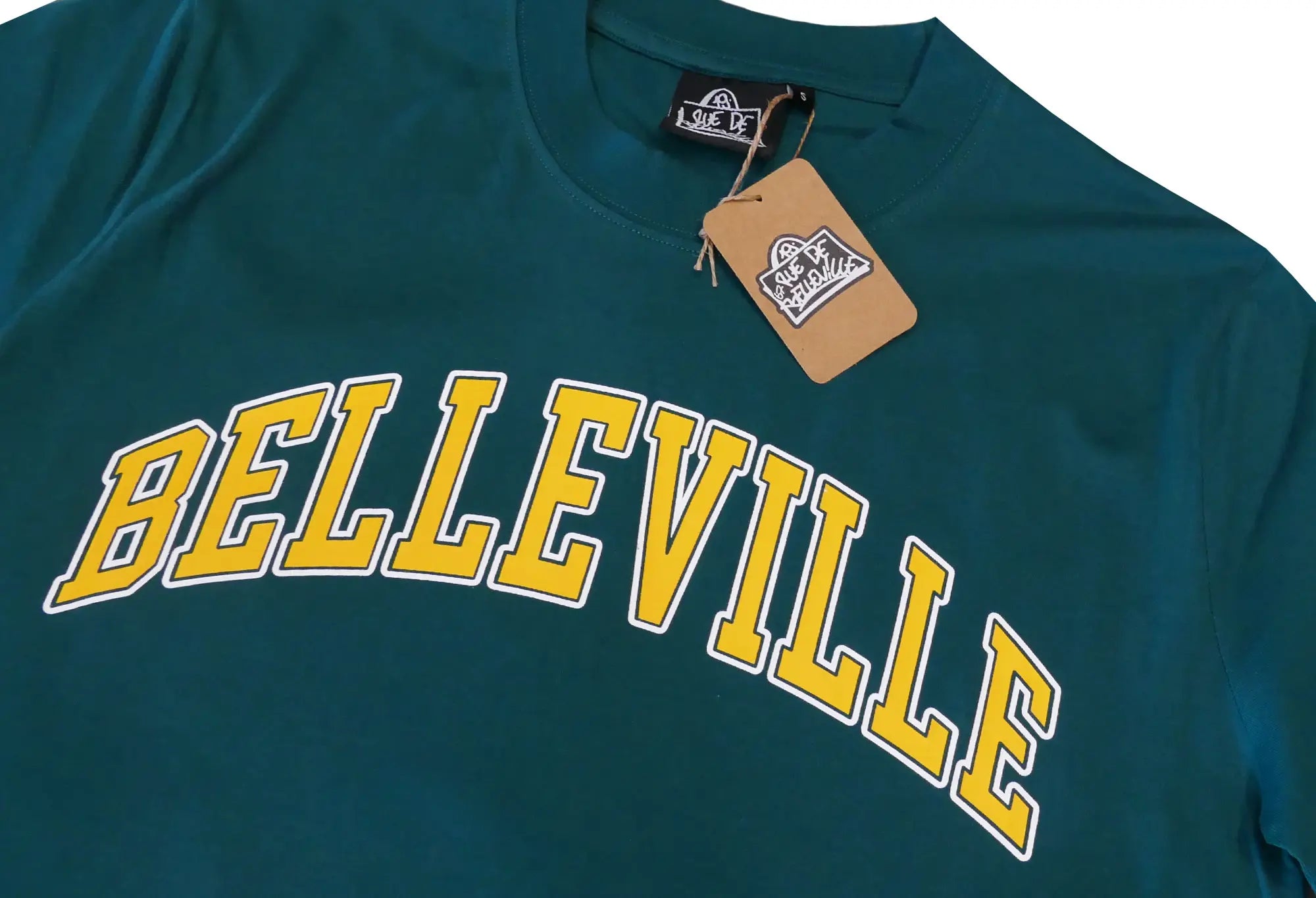 Throwback T-Shirt Vert et Jaune 'Belleville' Unisex Throwback